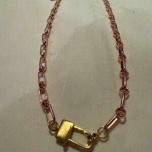Gold Minimalist Necklace with Intricate Chain and Rectangular Pendant